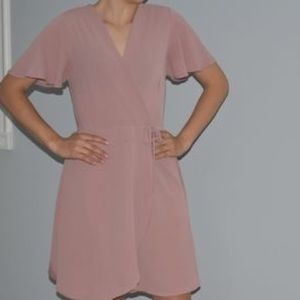 dusty pink monteau wrap dress